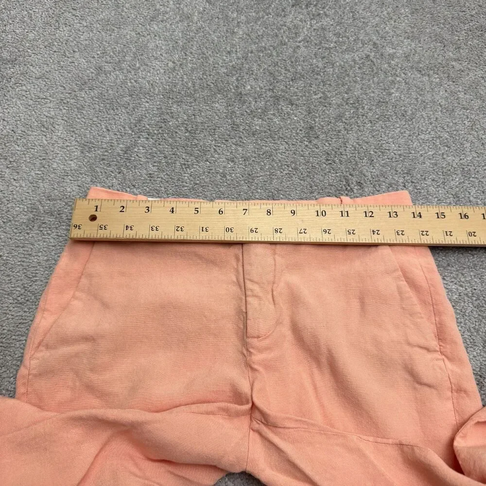 Zara Woman Linen Blend Wide Leg Chino Pants Women XS Peach Summer Lightweight
